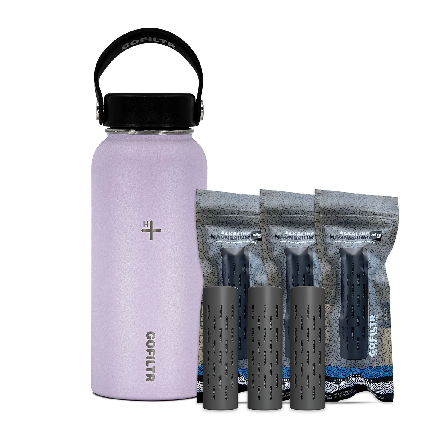 GOFILTR 32 Oz Insulated Alkaline Water Bottle - Generates 9.5 pH Alkaline Water
