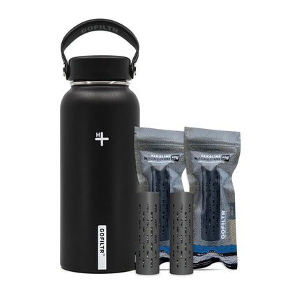 GOFILTR 32 Oz Insulated Alkaline Water Bottle - Generates 9.5 pH Alkaline Water